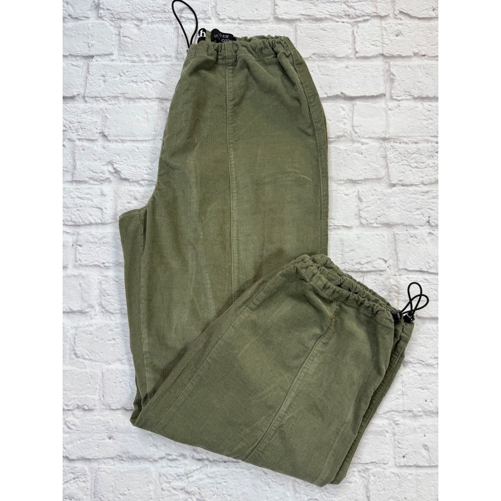 Girlish Utility Jogger Pants Womens L Olive Green Excellent Corduroy Bungee Hem - Picture 6 of 6